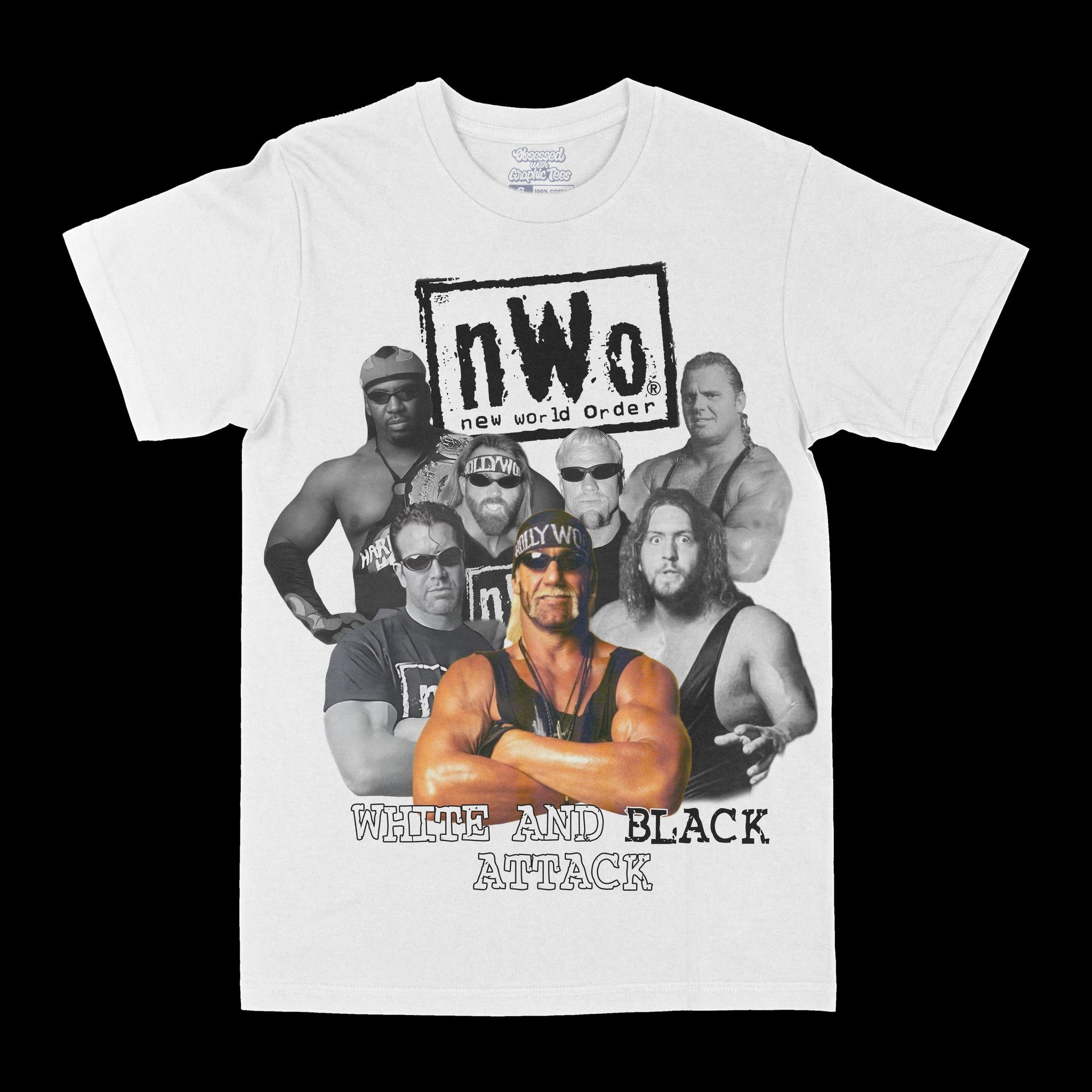 Obsessed Boutique nWo White and Black Graphic Tee Youth Medium / White / Regular Heavyweight